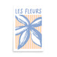 Blue Les Fleurs Striped Wall Poster Print