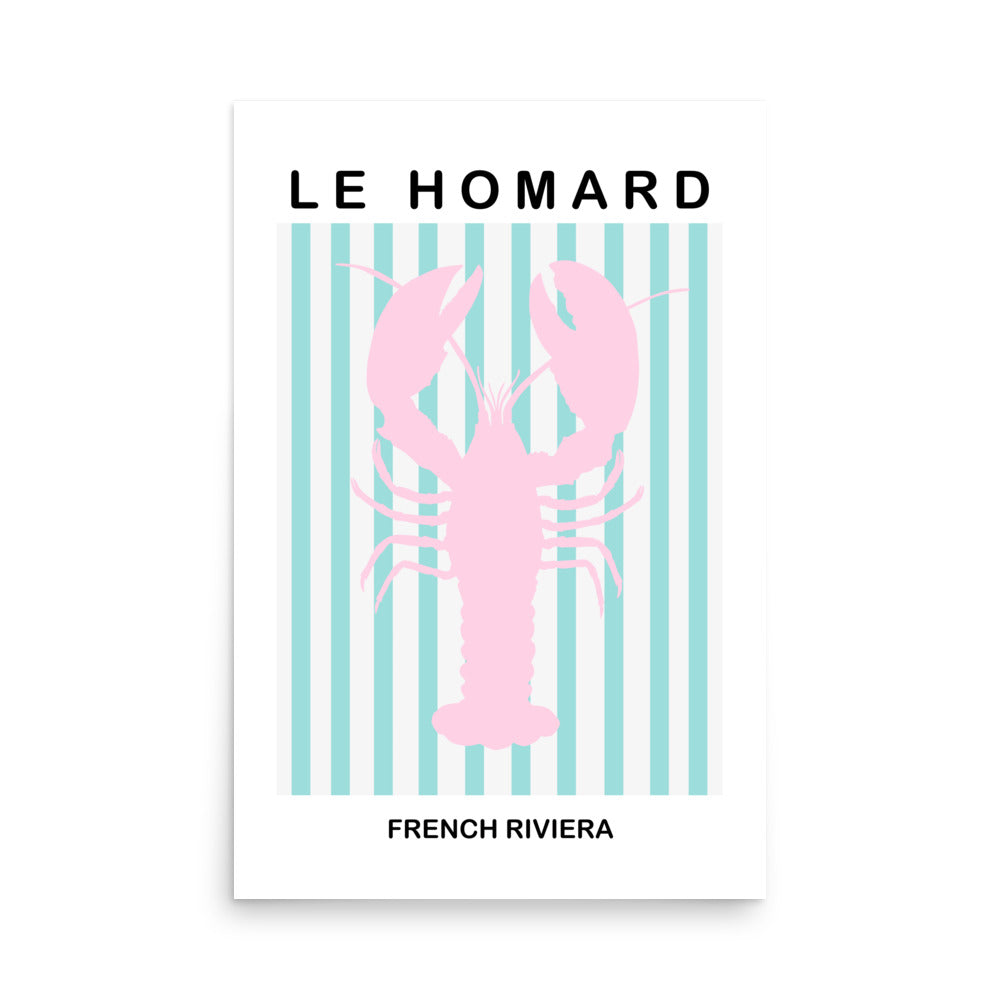 Pink Striped Lobster Poster
