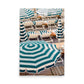 Blue Riviera Beach Umbrellas Poster