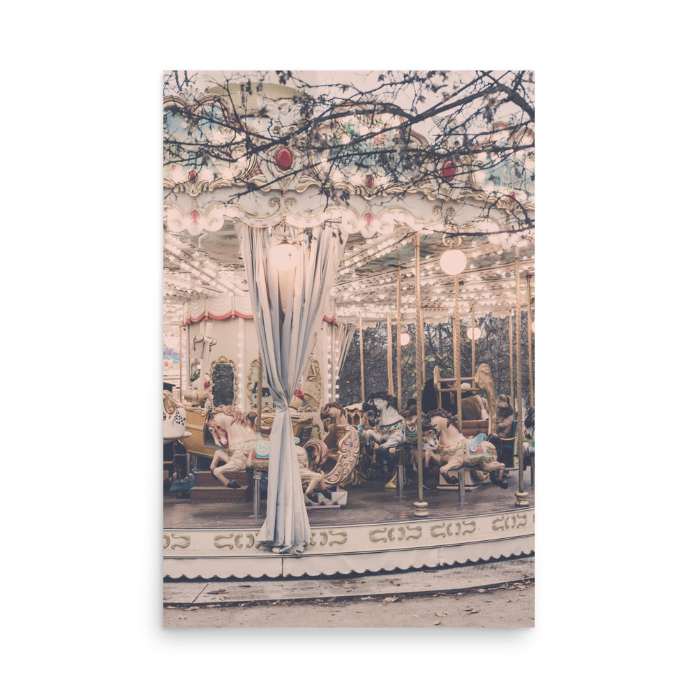 Paris Winter Carousel Poster