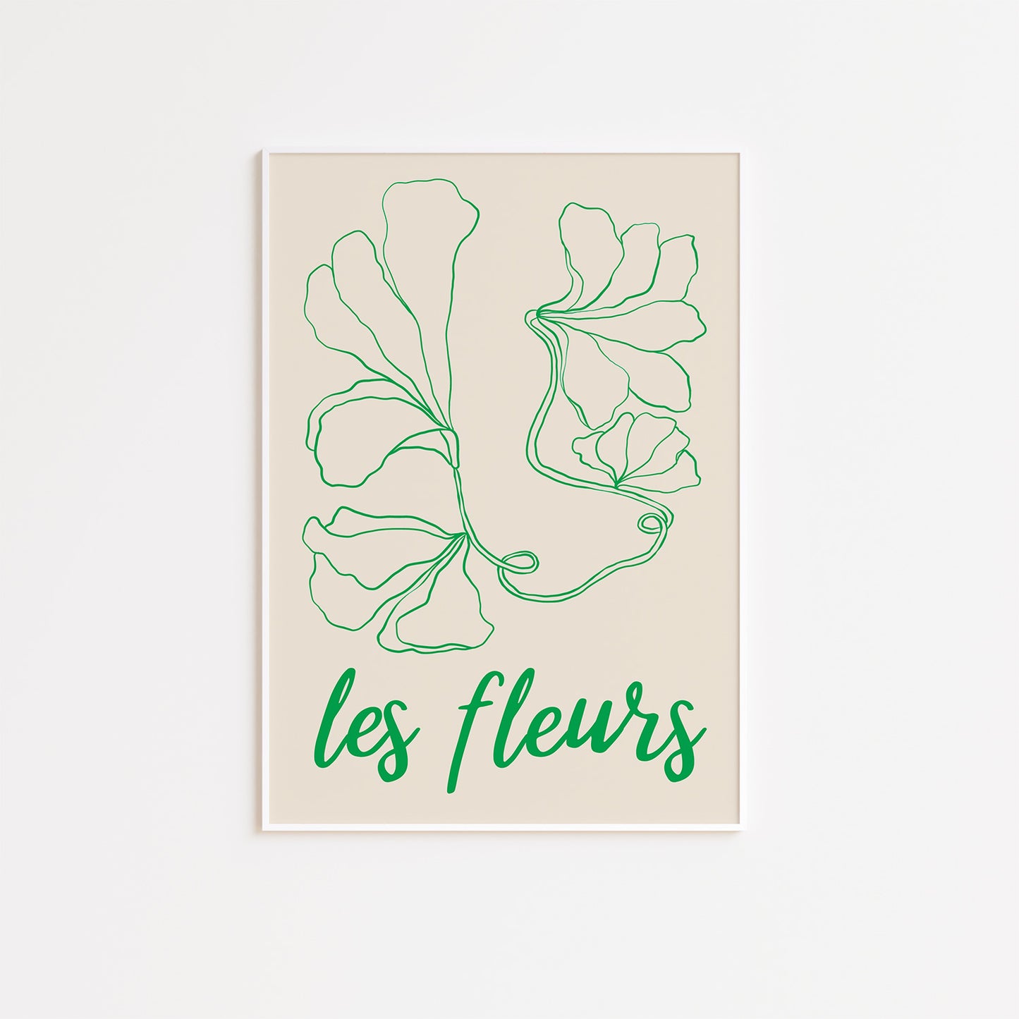 Green Floral Line Art Poster