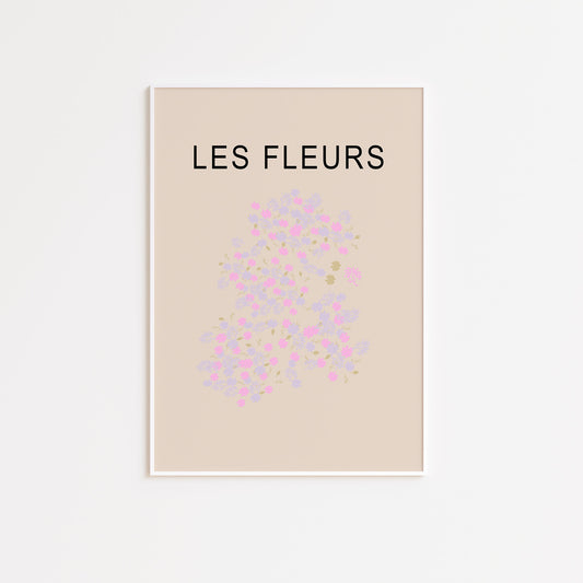 Beige Les Fleurs Floral Wall Poster Print