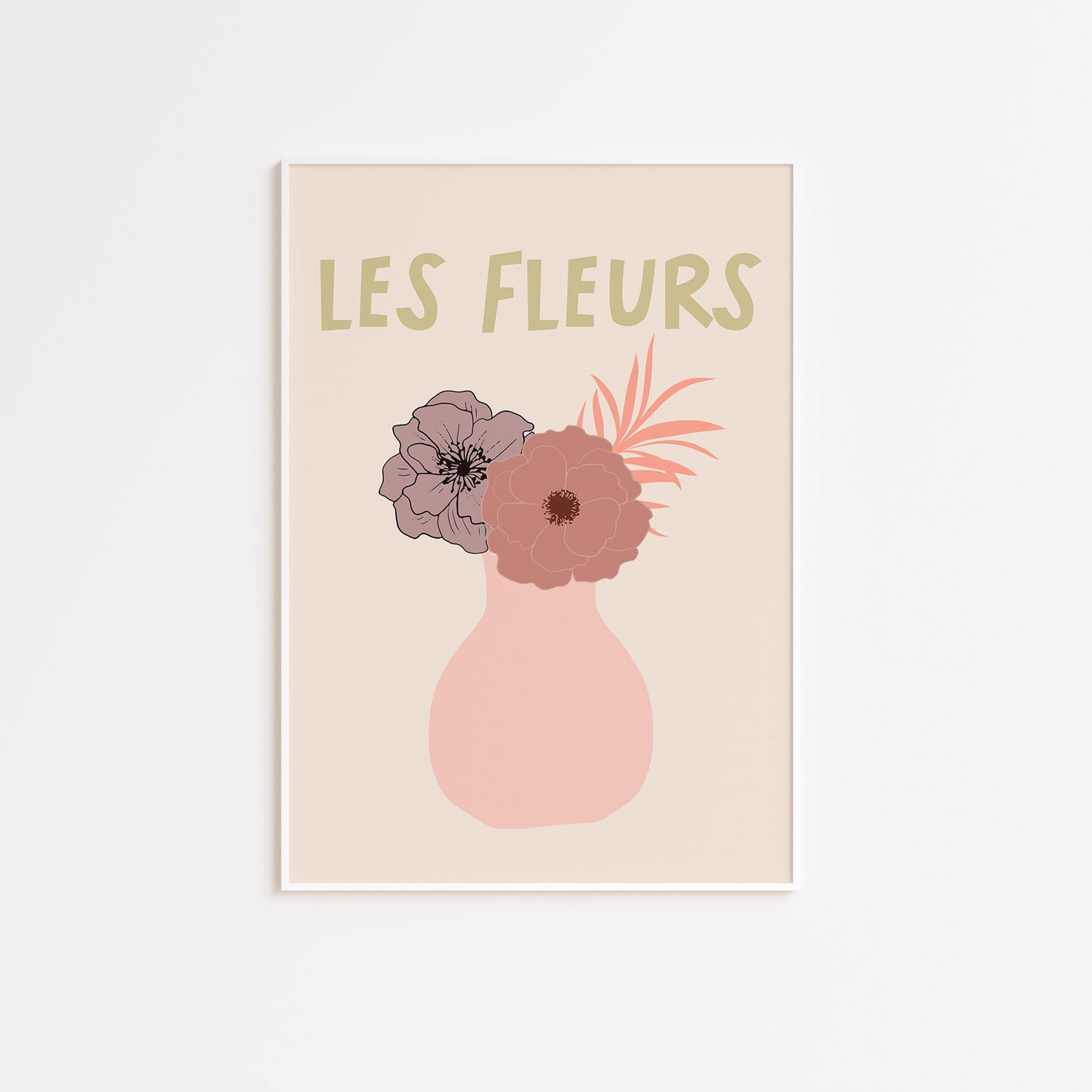 Beige Les Fleurs Wall Poster Print