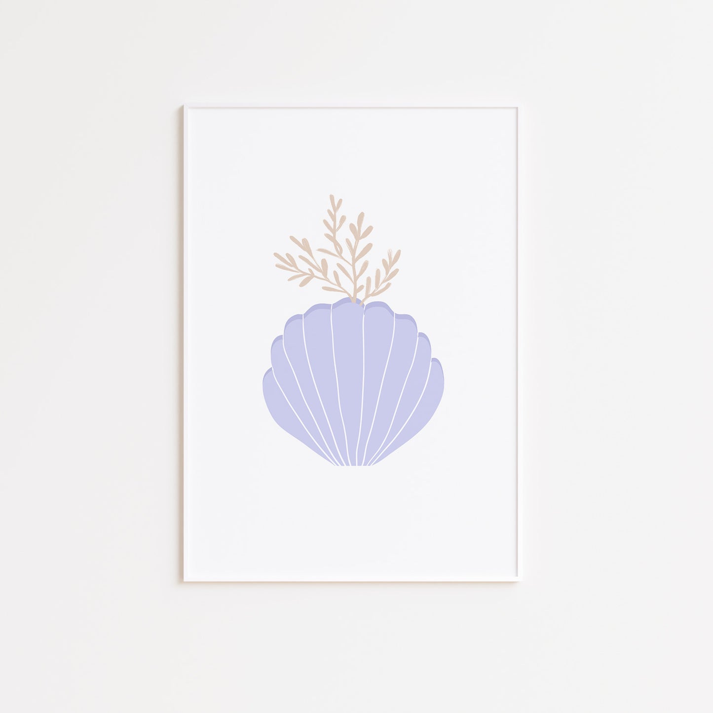 Beige and Lilac Clam Shell Wall Poster Print