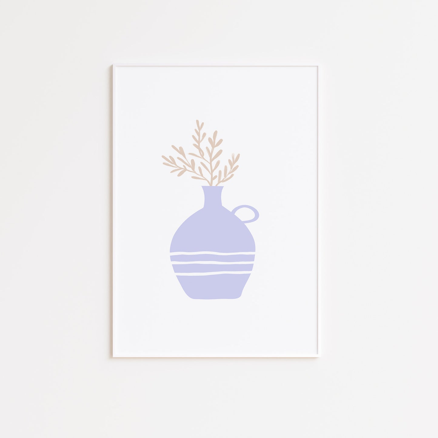 Beige and Lilac Vase of Botanicals Wall Poster Print