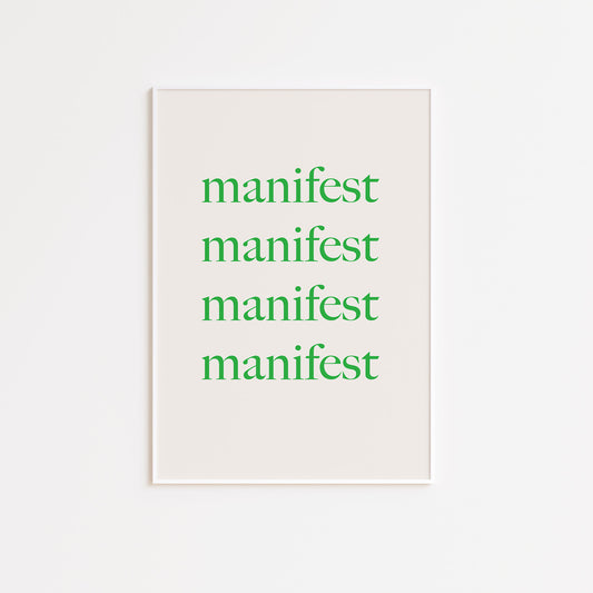 Green and Beige Manifest Wall Poster