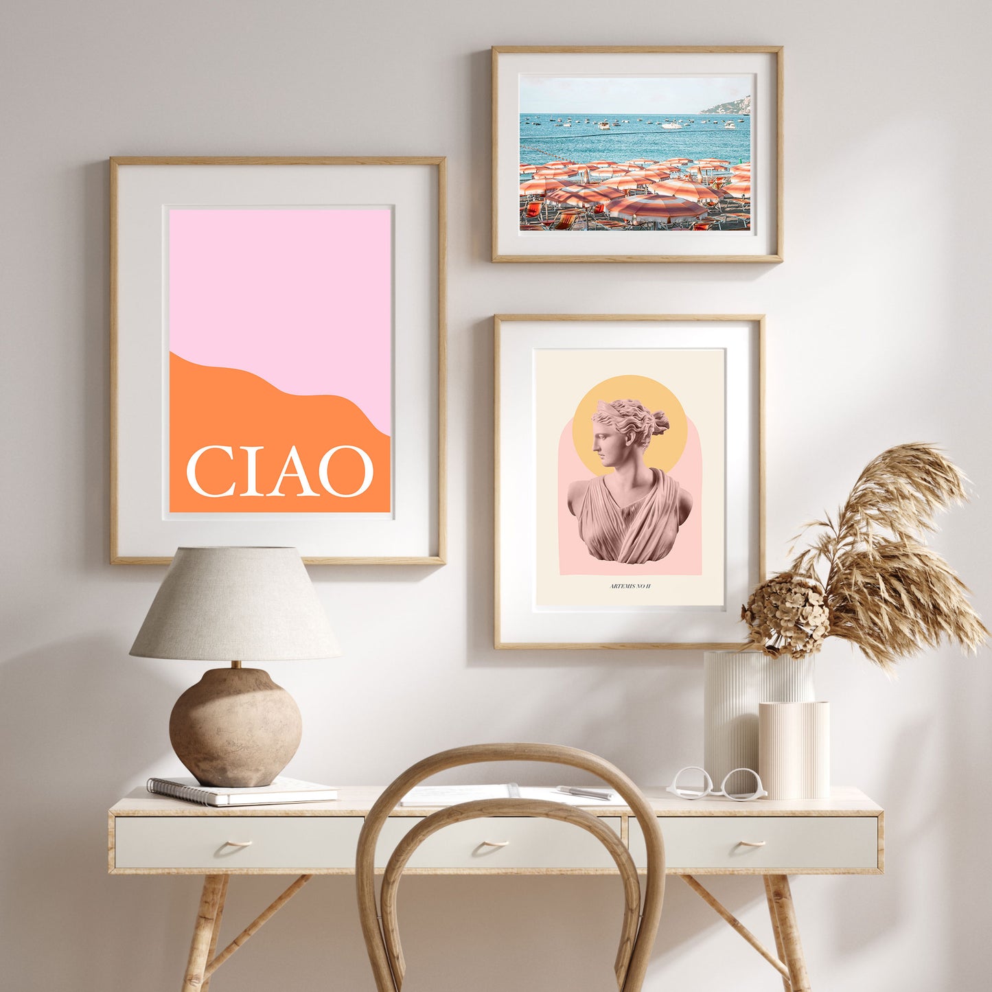 Orange and Pink Printable Wall Poster Set