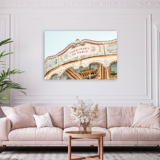 Pastel Carousel in Paris Canvas - Ready to hang