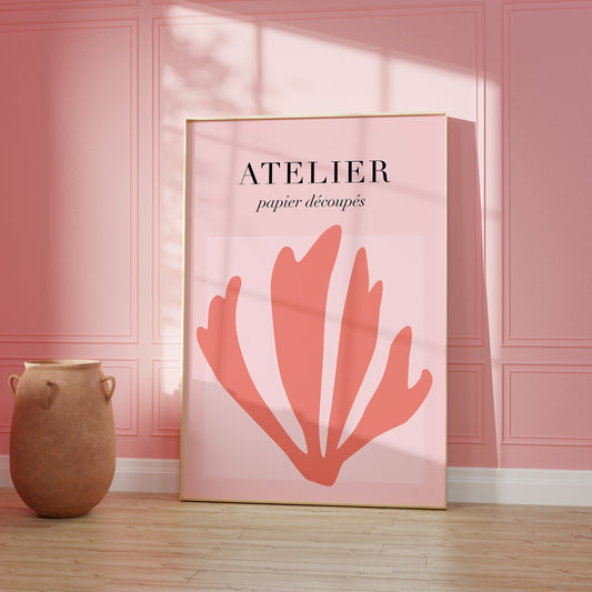 Pink Abstract Leaf Wall Poster