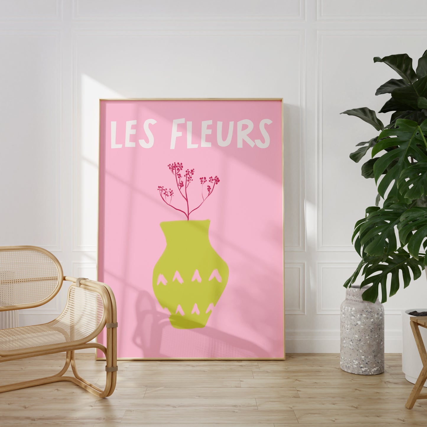 Pink and green Floral Poster