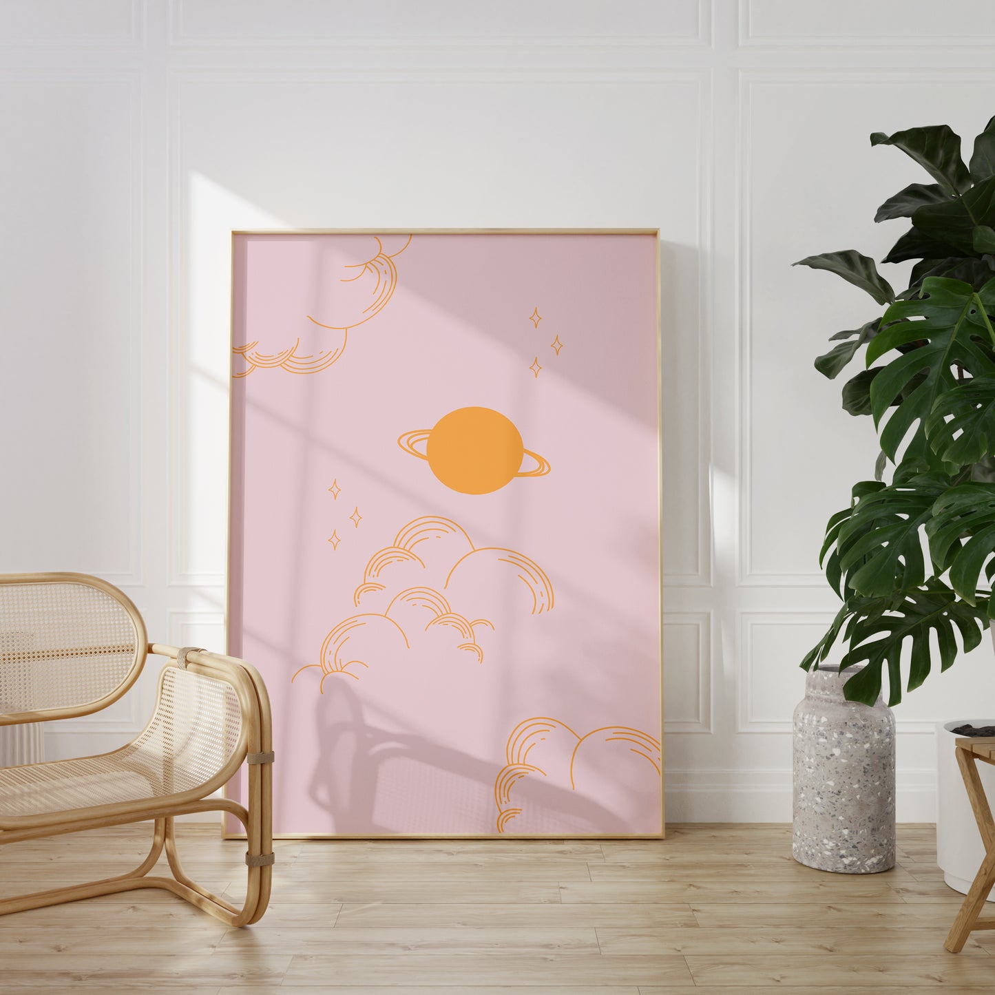 Pink and Gold Space Wall Poster