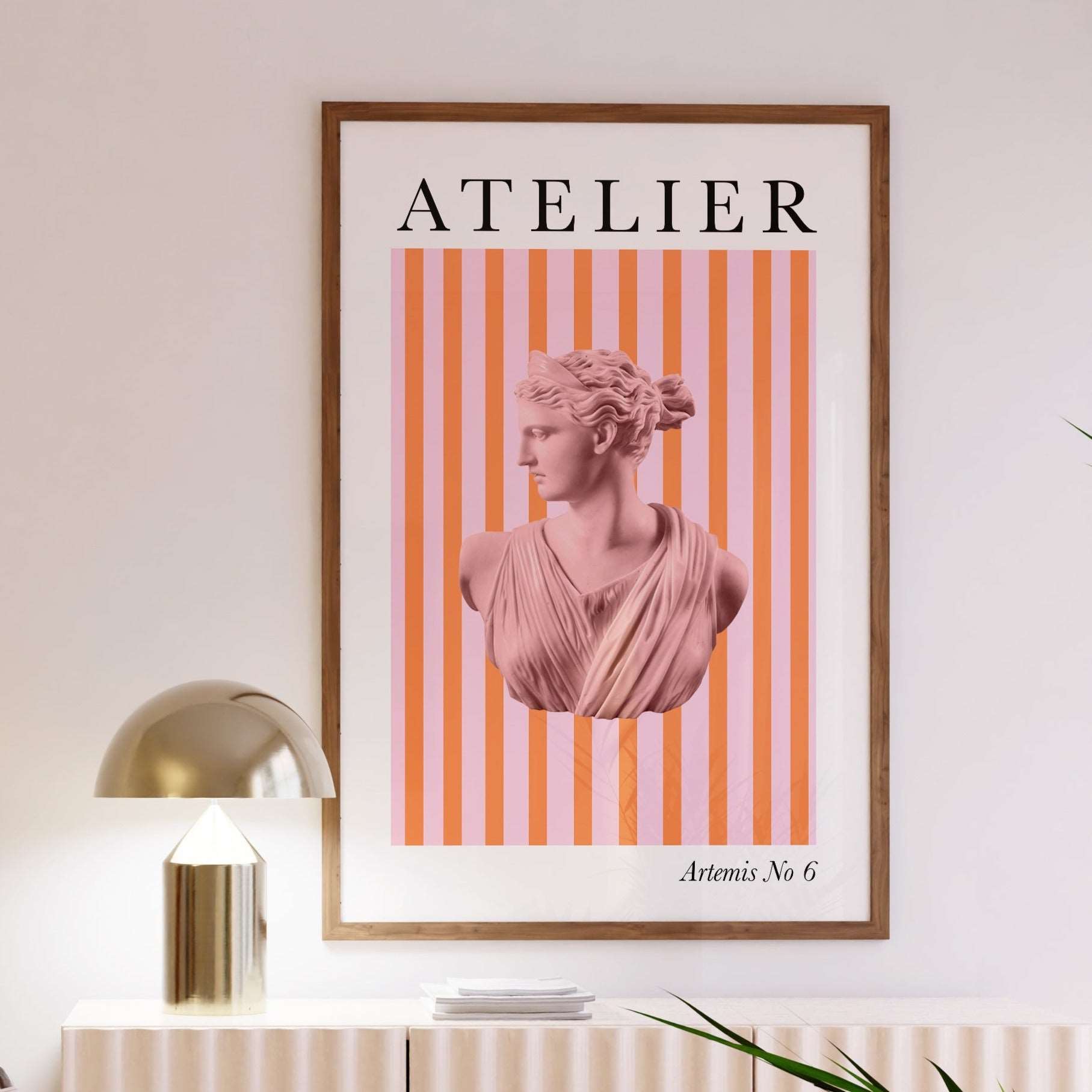 Atelier Pink and Orange Striped Artemis Poster