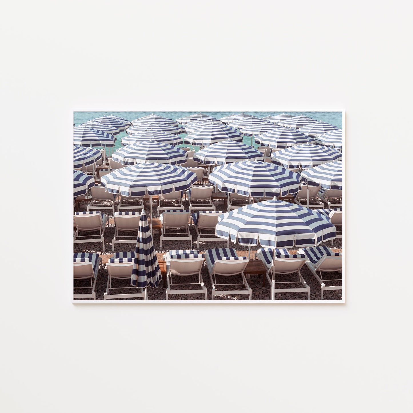 Striped Beach Umbrellas of the Riviera Poster