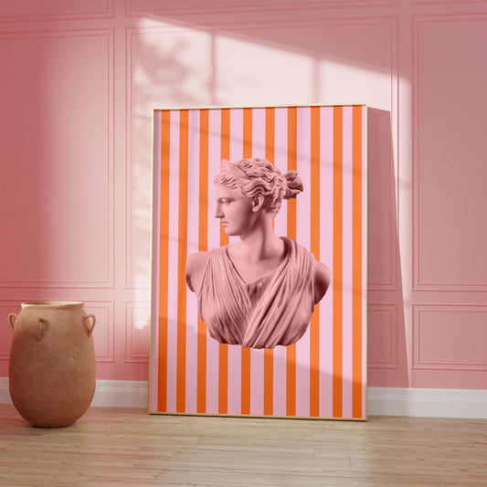 Pink and Orange Striped Artemis Poster