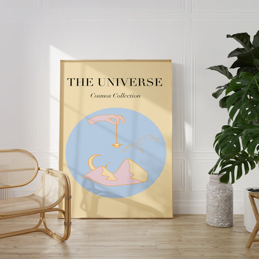 The Universe Pale Lemon and Blue Poster