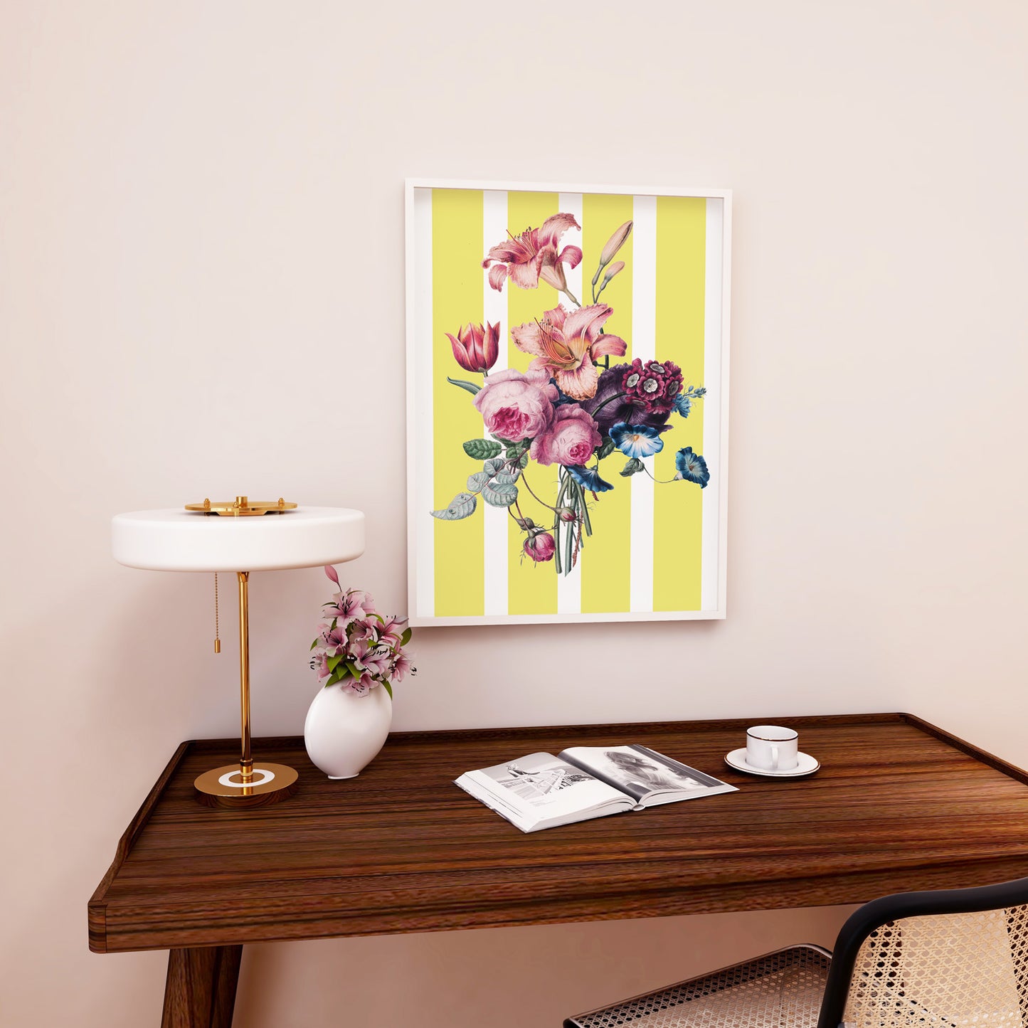 Striped Floral Poster